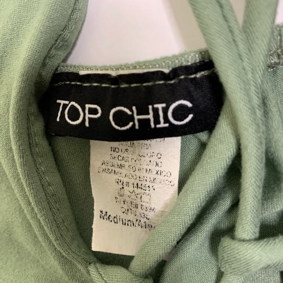 Top Chic Sage Green Halter Neck Lace Up Front Cropped Tank Size Medium - Picture 5 of 6